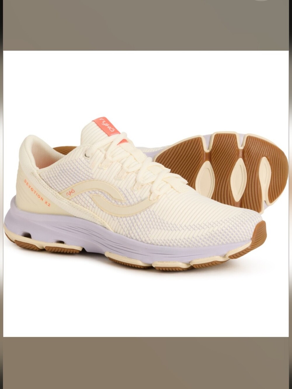 NEW Ryka Devotion X 2 Walking Shoes Women's Egret White Lavender Purple Mesh